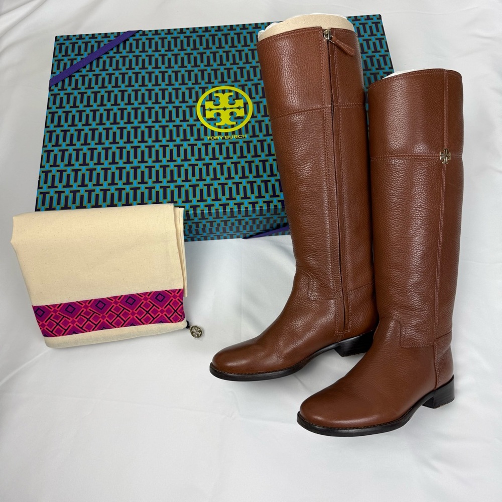 TORY BURCH Boots Brown Leather Tall Jolie Riding Boots 6.5